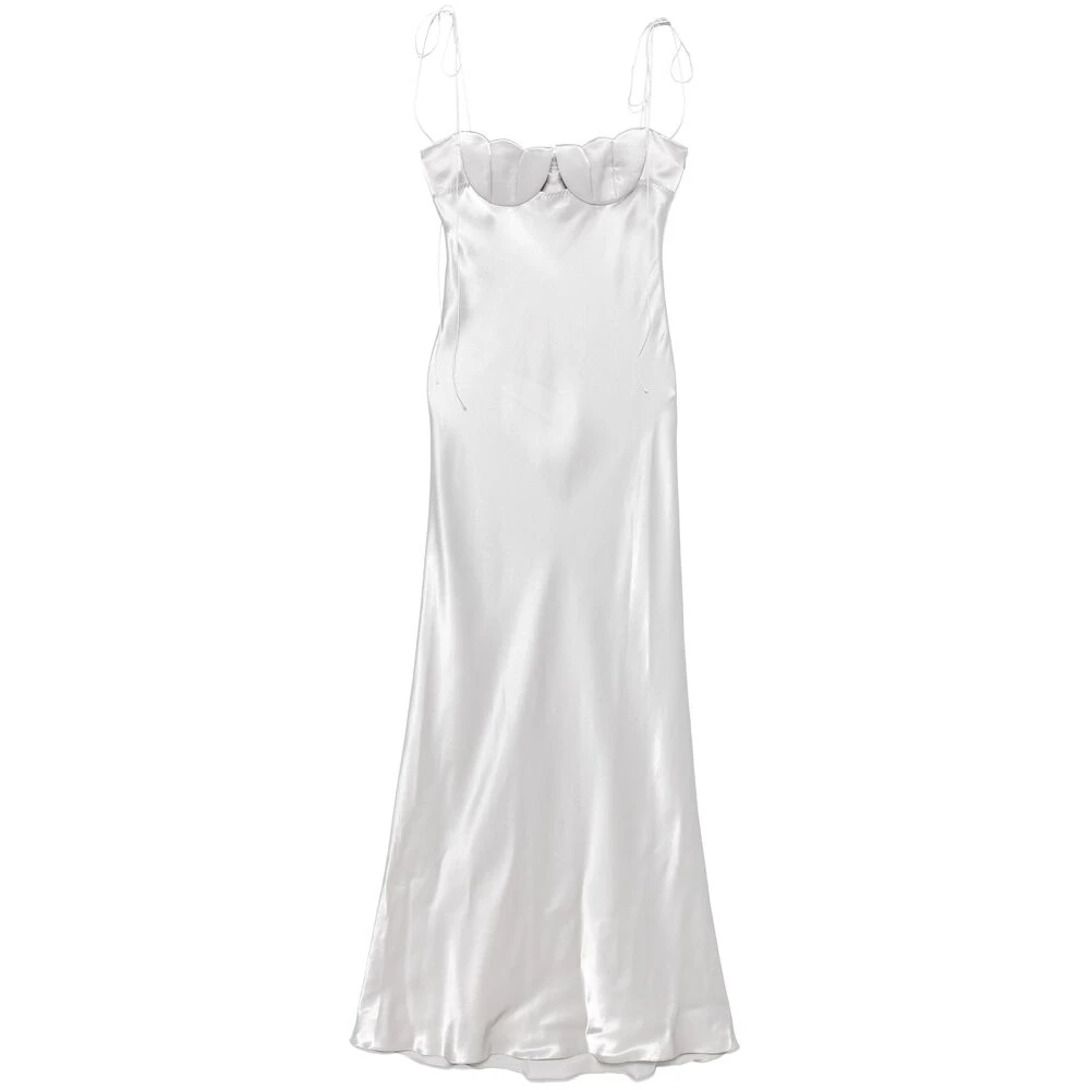 Anna October Grijze Slip Jurk met Bustier Halslijn Gray Dames