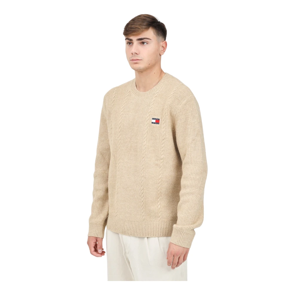 Tommy Jeans Heritage-geïnspireerde beige ronde hals trui Beige Heren