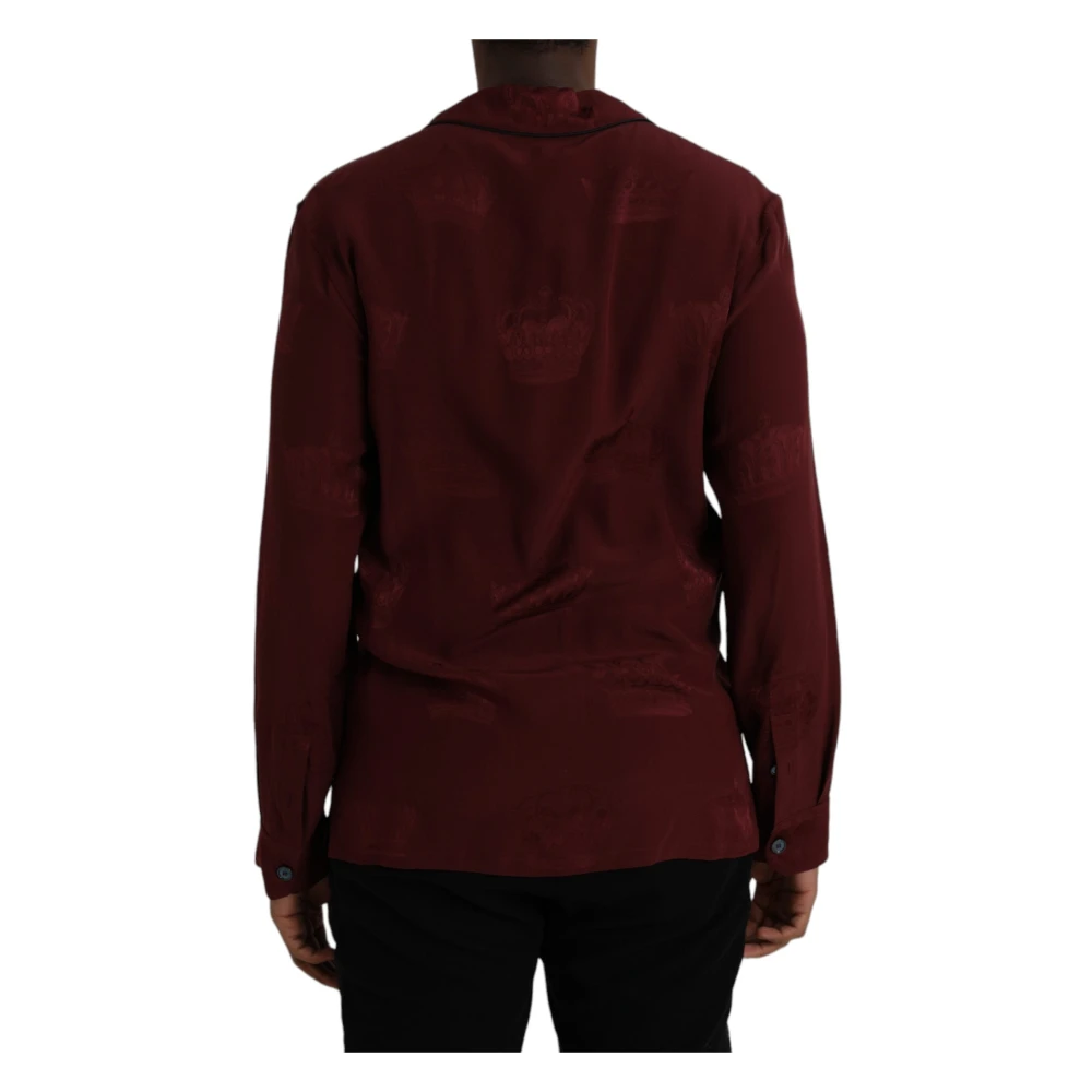Dolce & Gabbana Zijden kroonjacquard overhemd Brown Heren
