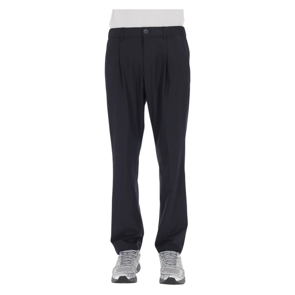 Herno Mannelijk Blauw Broeken Heren, M, Wol, Rechte Broek Met Trekkoord