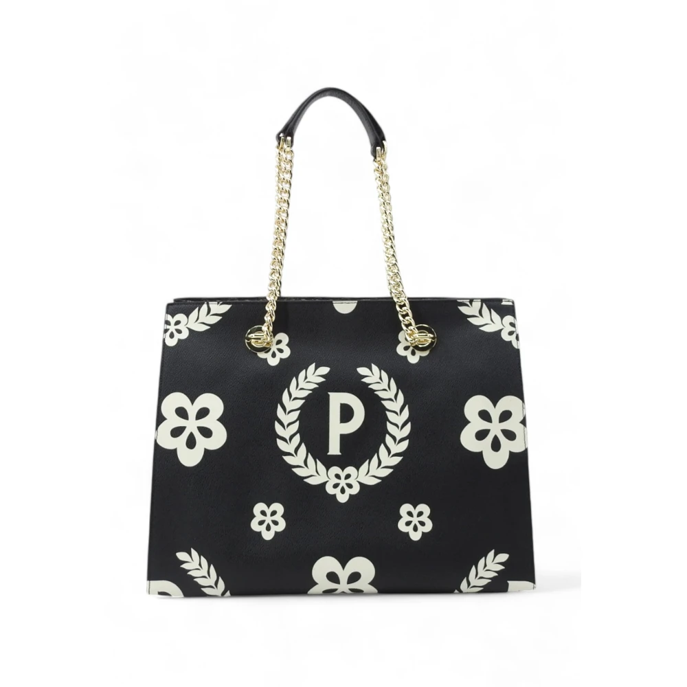 Pollini Mannelijk Zwart Tassen Heren, One Size, Puffy Heritage Tote Bag Met Afneembare Handvatten