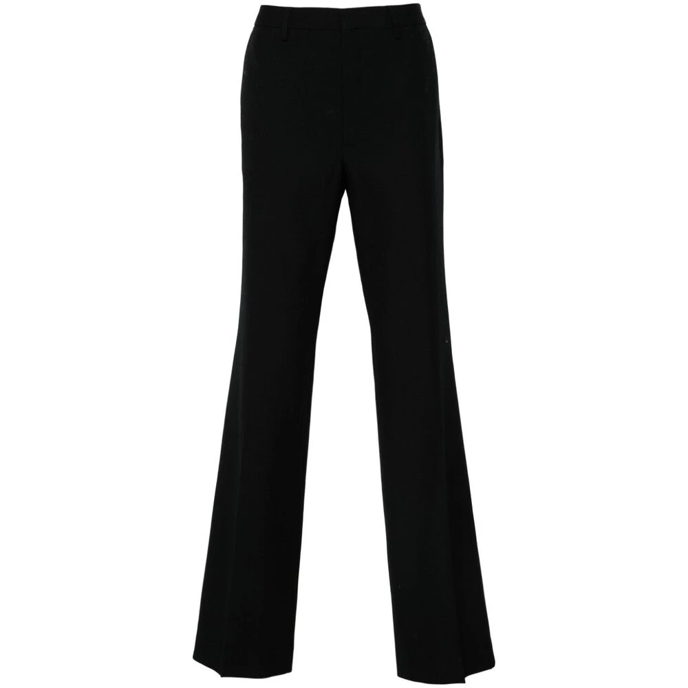 Dries Van Noten Zwarte Wol Twill Straight Leg Broek Black Heren