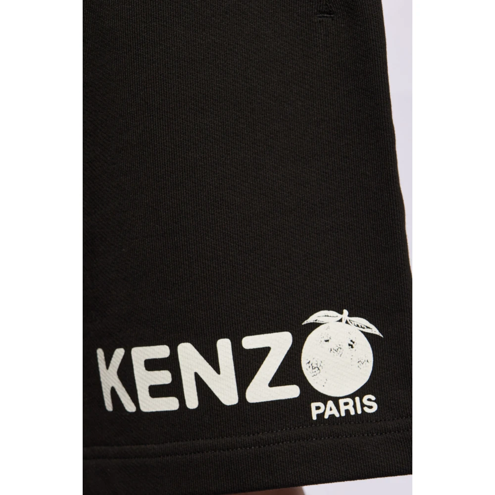 Kenzo Katoenen shorts met logo Black Heren