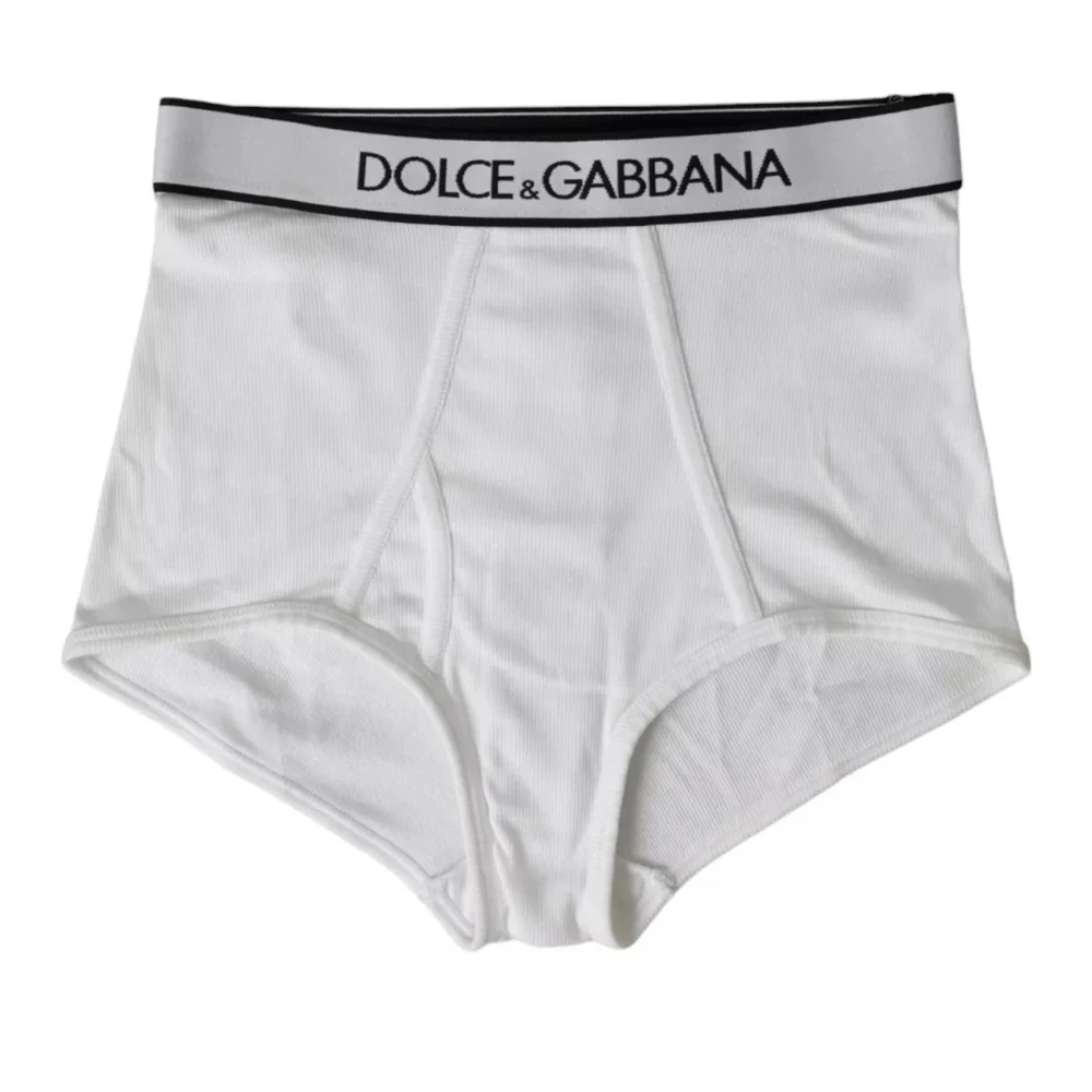 Dolce & Gabbana Wit Katoenen Stretch Logo Ondergoed White Dames
