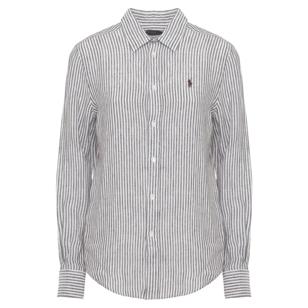 Ralph Lauren Women's Brown Shirts, M, Classic Fit Linen Shirt