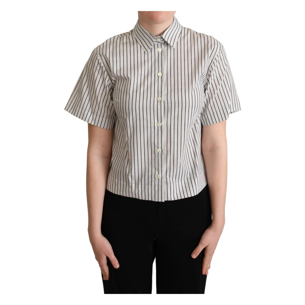 Dolce & Gabbana Women's Multicolor Monochrome Striped Polo Shirt - Shirts - L - Blouses & Shirts