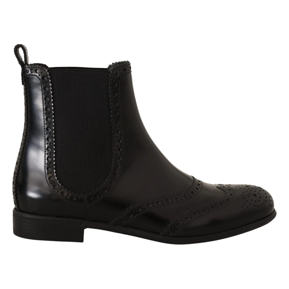 Dolce & Gabbana Women's Black Elegant Ankle Wingtip Oxford Boots