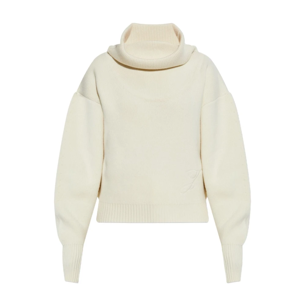 Jacquemus Kvinno Vit Stickade Tröjor Dam, M, Kashmir, Pallone Knit