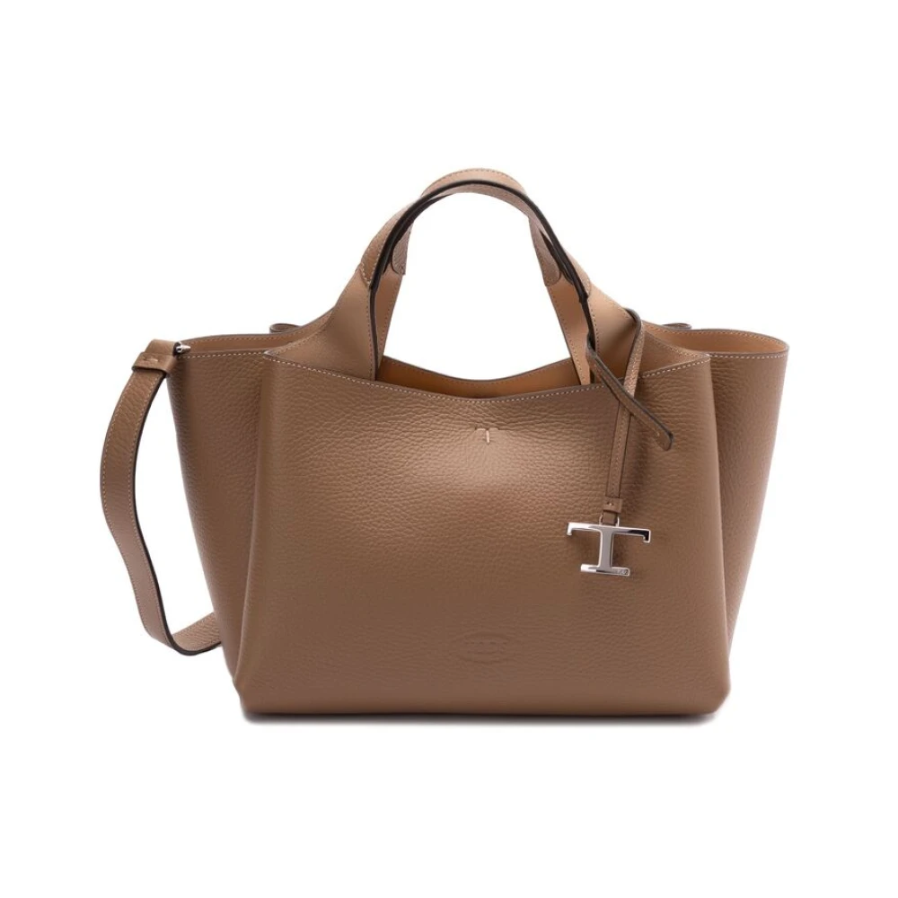 TOD'S Beige Lobster Claw Handtas met Zakken Brown Dames