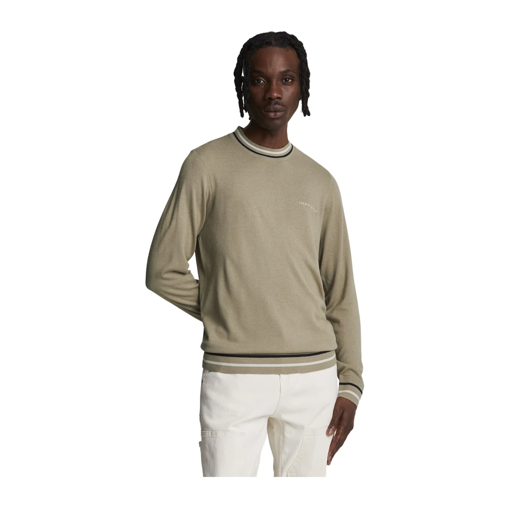 Lyle & Scott Geborduurde Crew Neck Jumper Beige Heren
