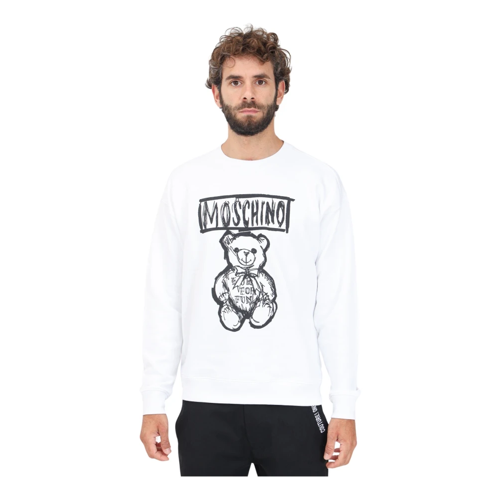 Moschino Teddy Bear Crewneck Sweater White Heren