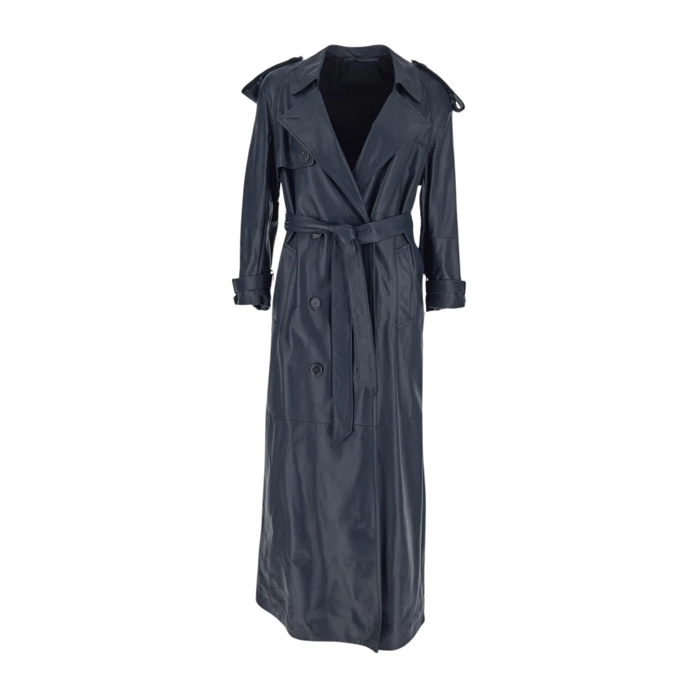 Salvatore Santoro Leren Glov Coat Gray Dames