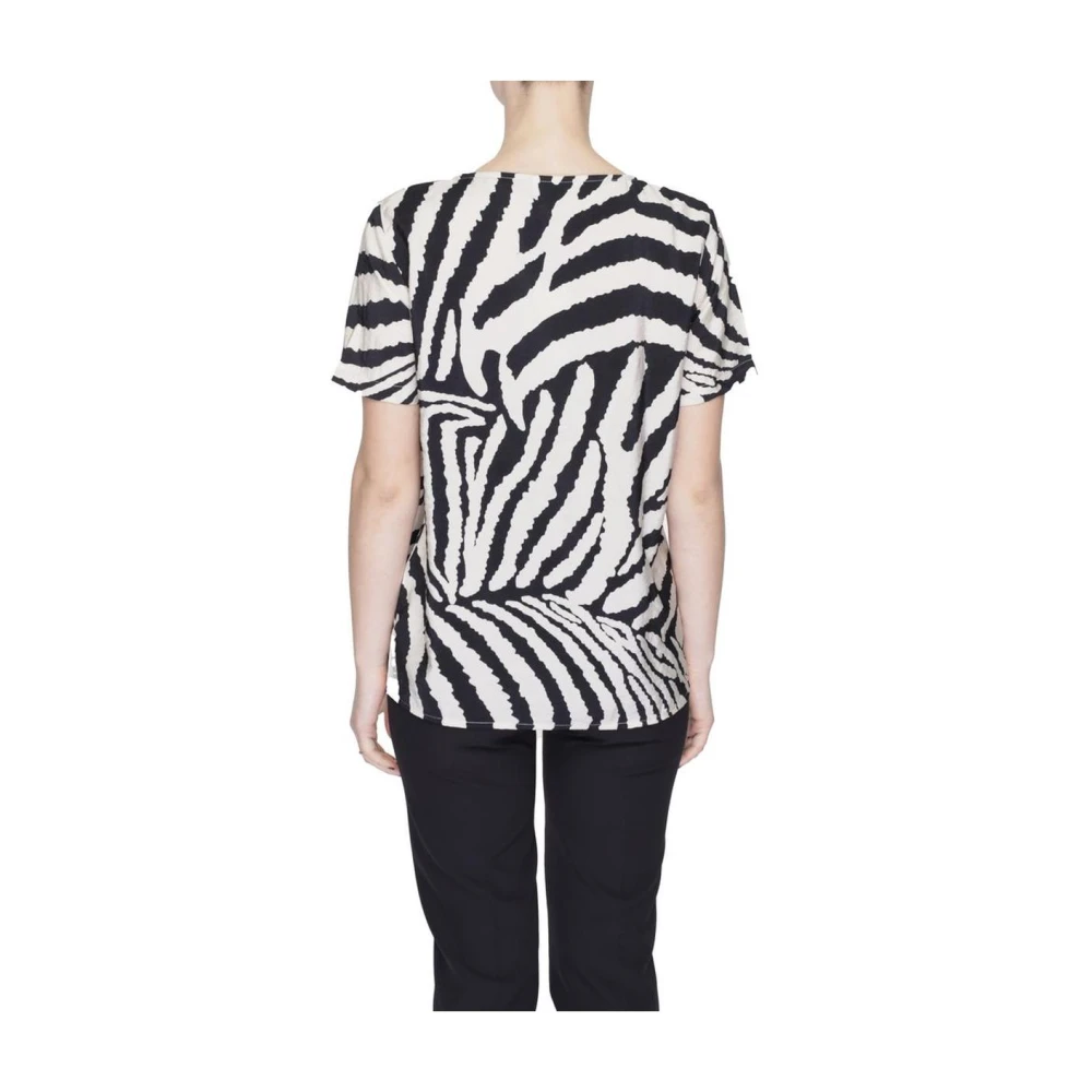 Jacqueline de Yong Beige Zebra Print Top Korte Mouw Beige Dames
