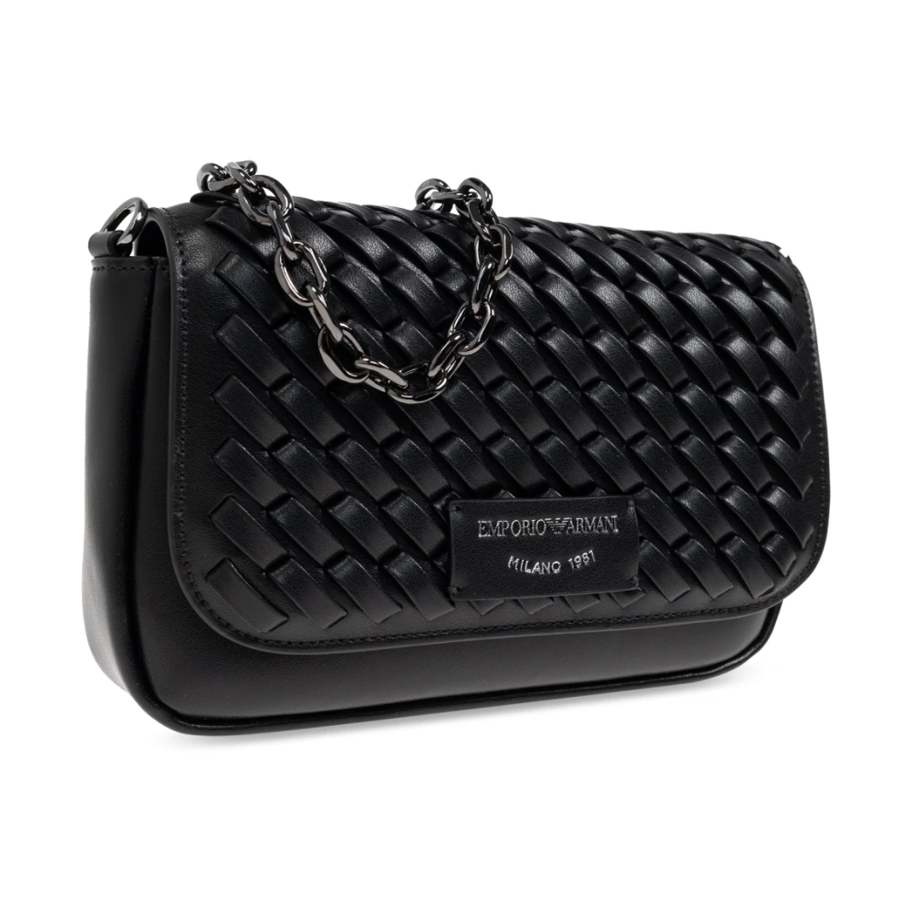 Emporio Armani Schoudertas met decoratief vlechtwerk Black Dames