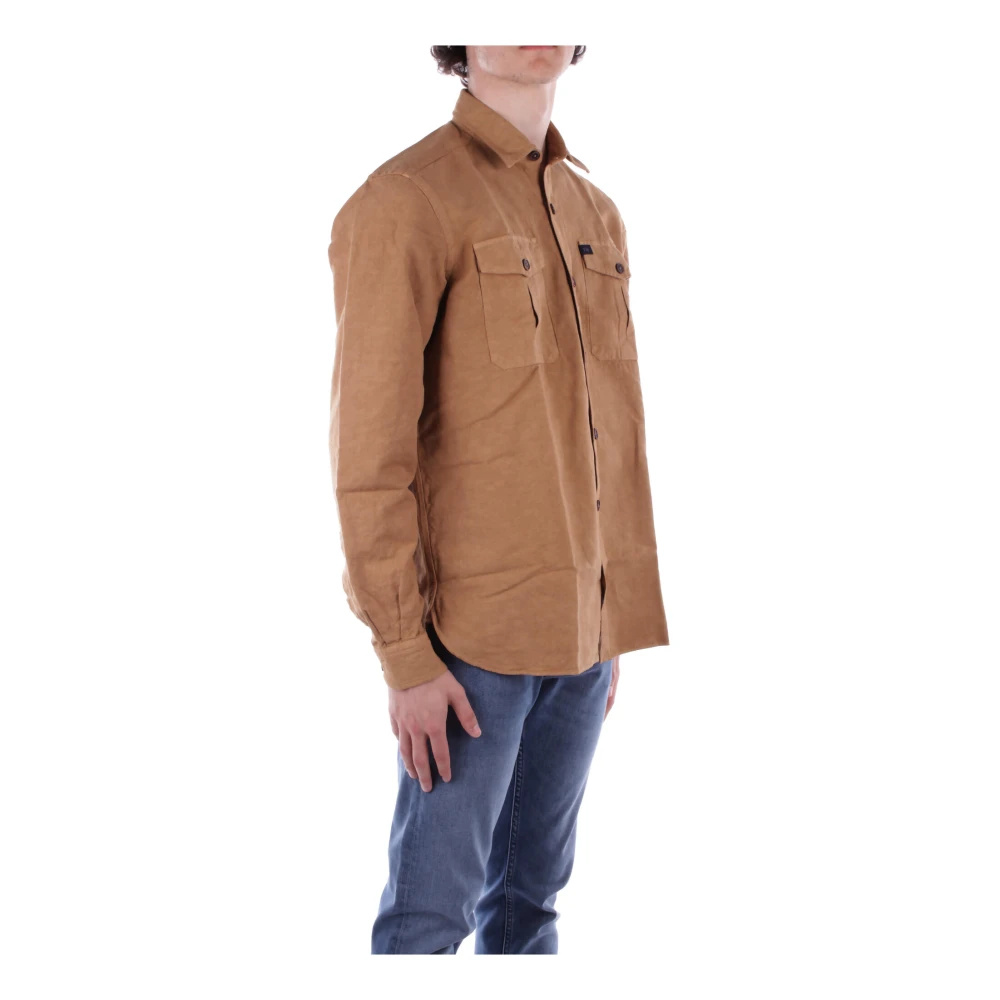 Fay Linnen Knoopshirt Brown Heren