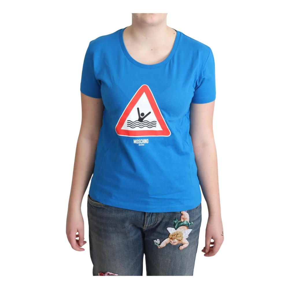 Moschino Women's Blue Triangle Swim Graphic Print Tee