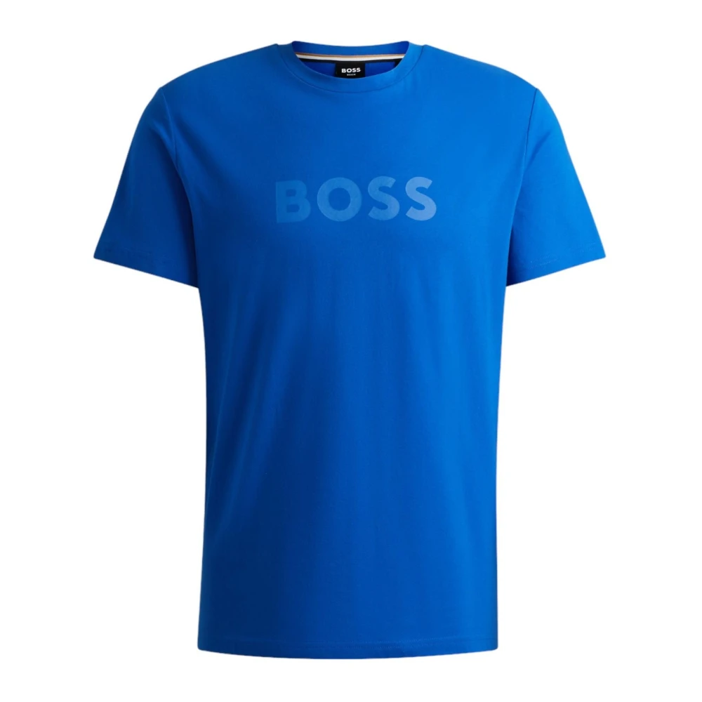 Hugo Boss Heren Logo Print Katoenen T-Shirt Blue Heren