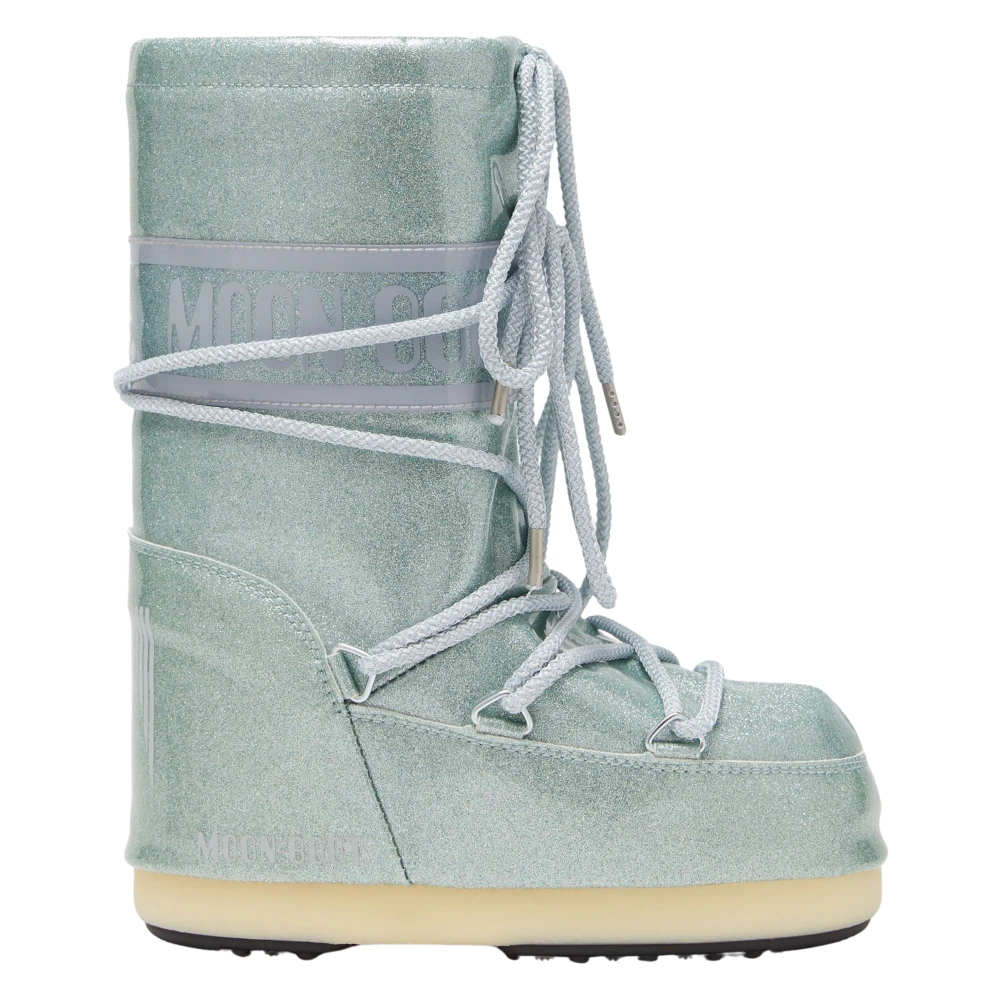Moon Boot Boys Blue Boots,, Glitter Icon Boots Size 27 Eu Kids