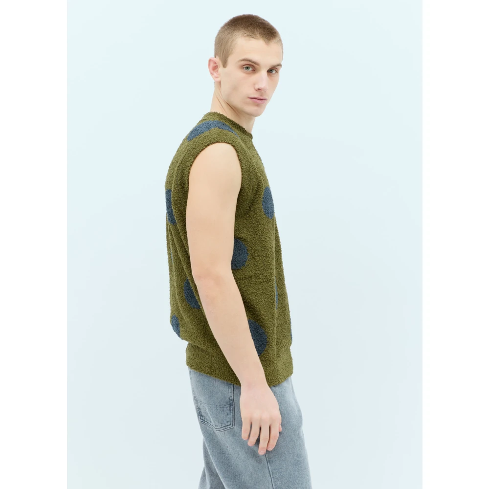Brain Dead Polka Dot Gebreide Trui Vest Green Heren