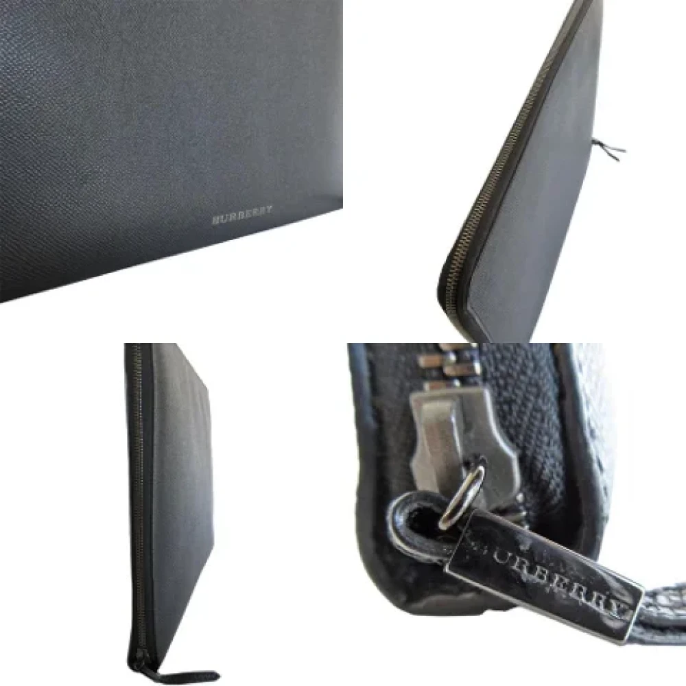 Burberry Vintage Pre-owned Leather clutches Black Dames