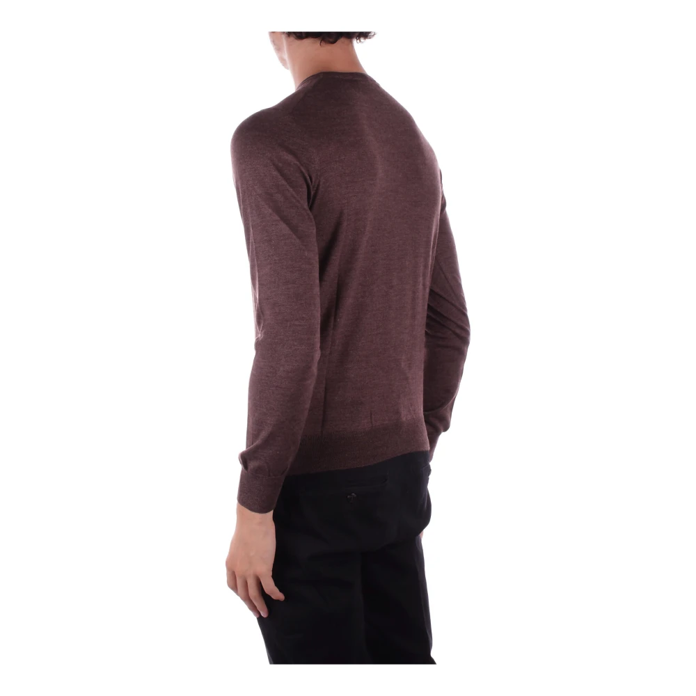 Tagliatore Bruine Zijde Wol Trui Brown Heren