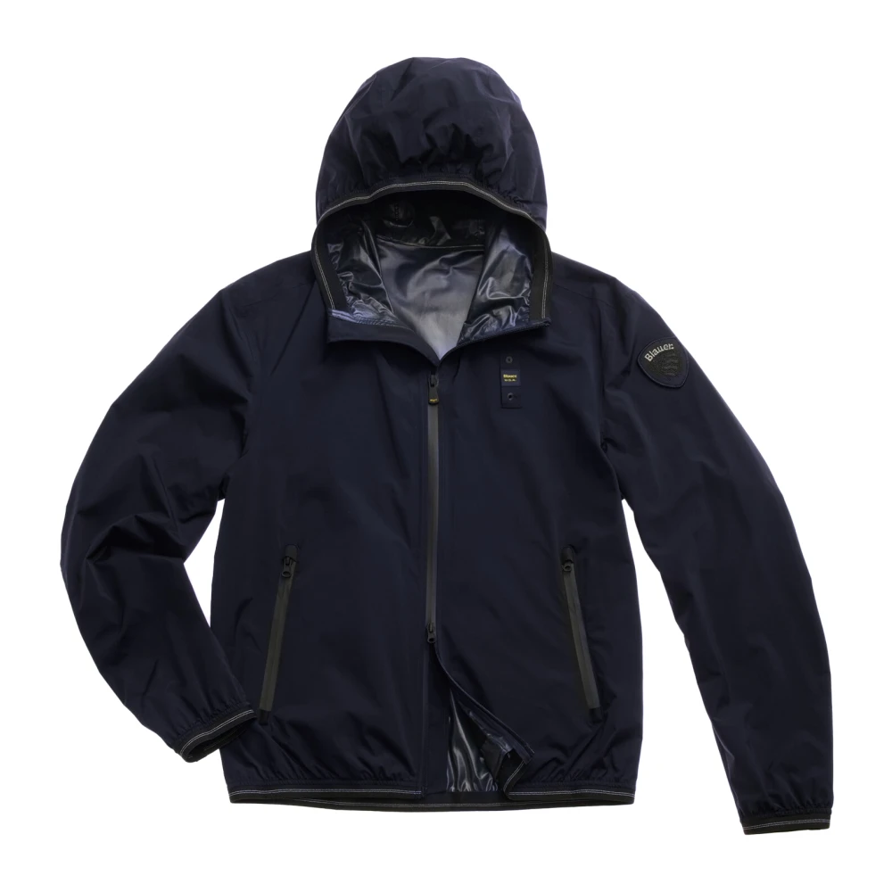 Blauer Mannelijk Blauw Jassen Heren, S, Polyester, Korte Gestreepte Jas