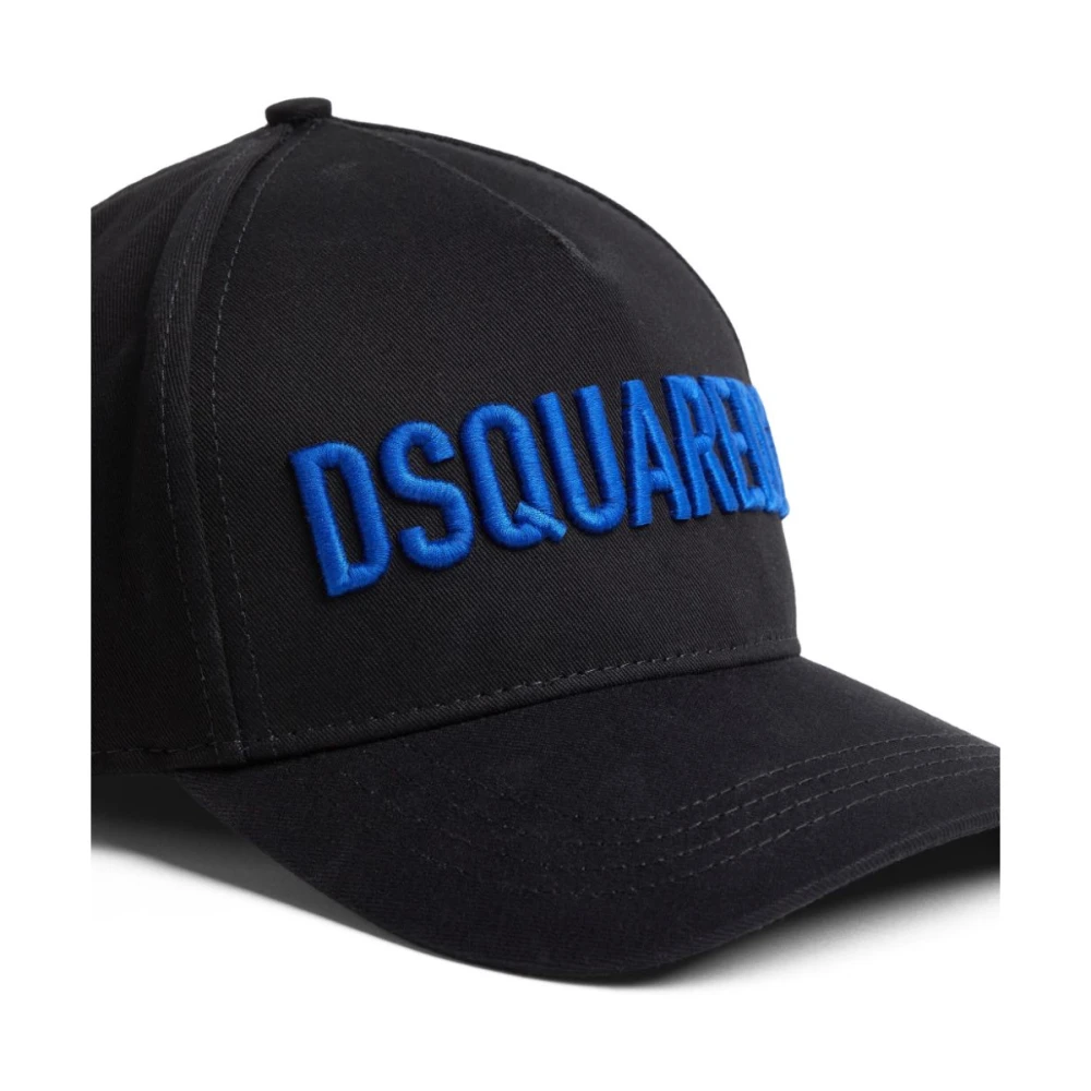 Dsquared2 Geborduurde Logo Katoenen Hoeden met Gesp Black Heren