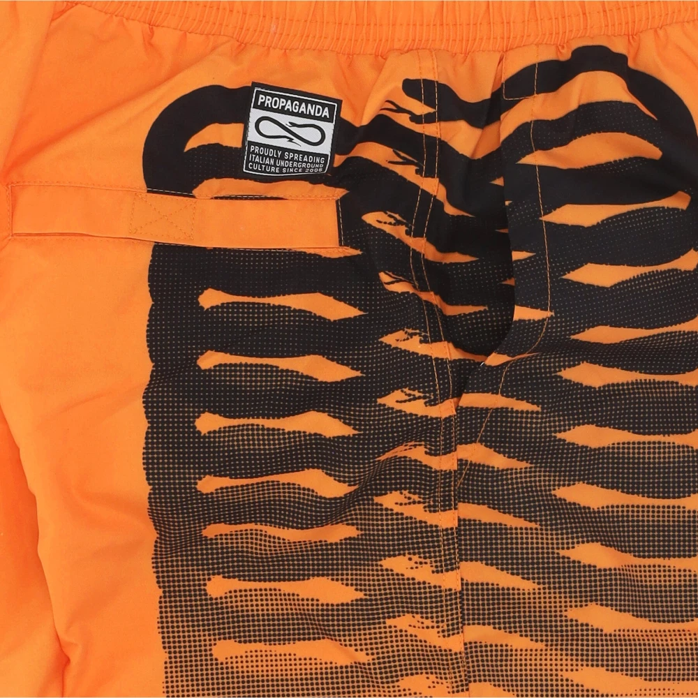 Propaganda Ribbed Swim Shorts Orange Black Orange Heren