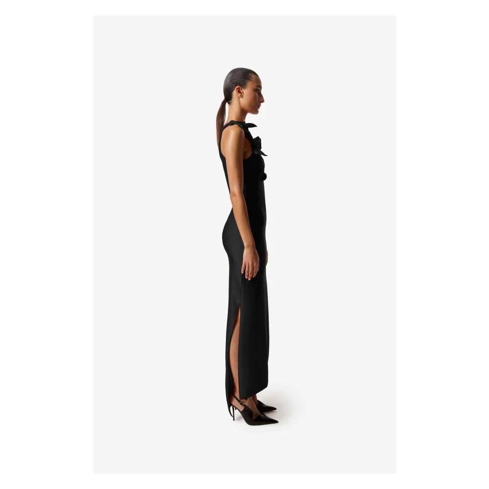 Coperni Zwarte Asymmetrische Bloem Jurk Black Dames