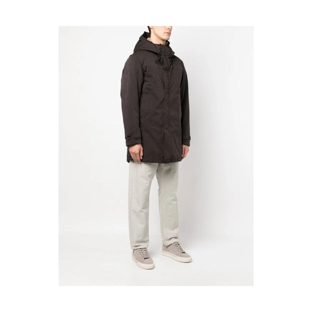 Ten C Bruine Katoenen Hoodie Jas Brown Heren