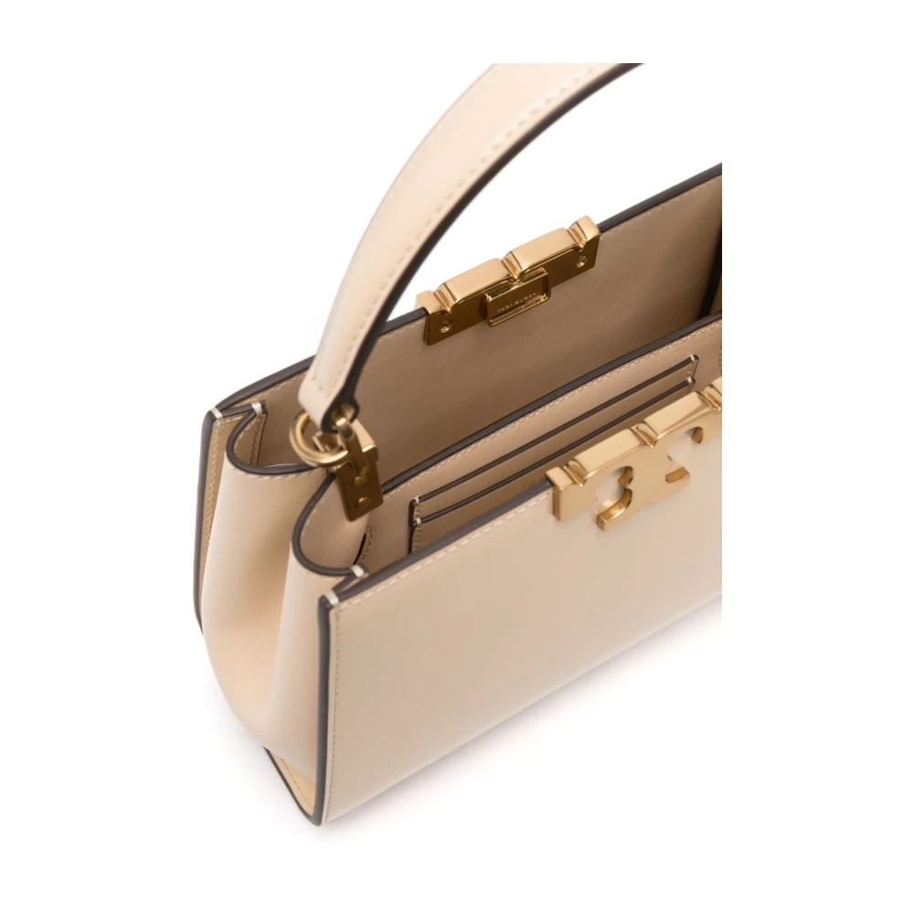 TORY BURCH Geborstelde leren handtas met antiek goud hardware Beige Dames
