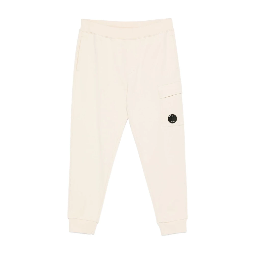 C.p. Company Men's Beige Diagonal Raised Fleece Lens Sweatpants