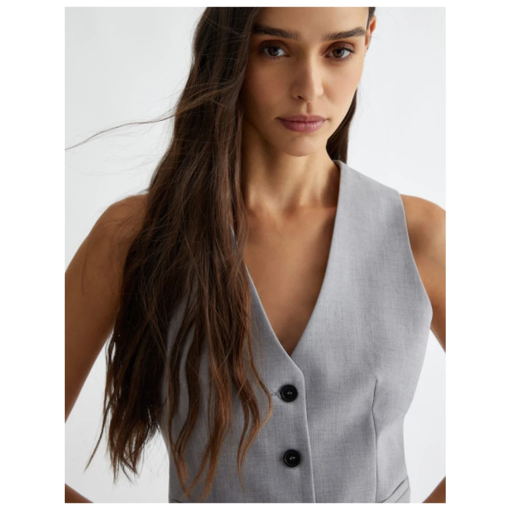Liu Jo Elegante Mouwloze Dandy Gilet Gray Dames