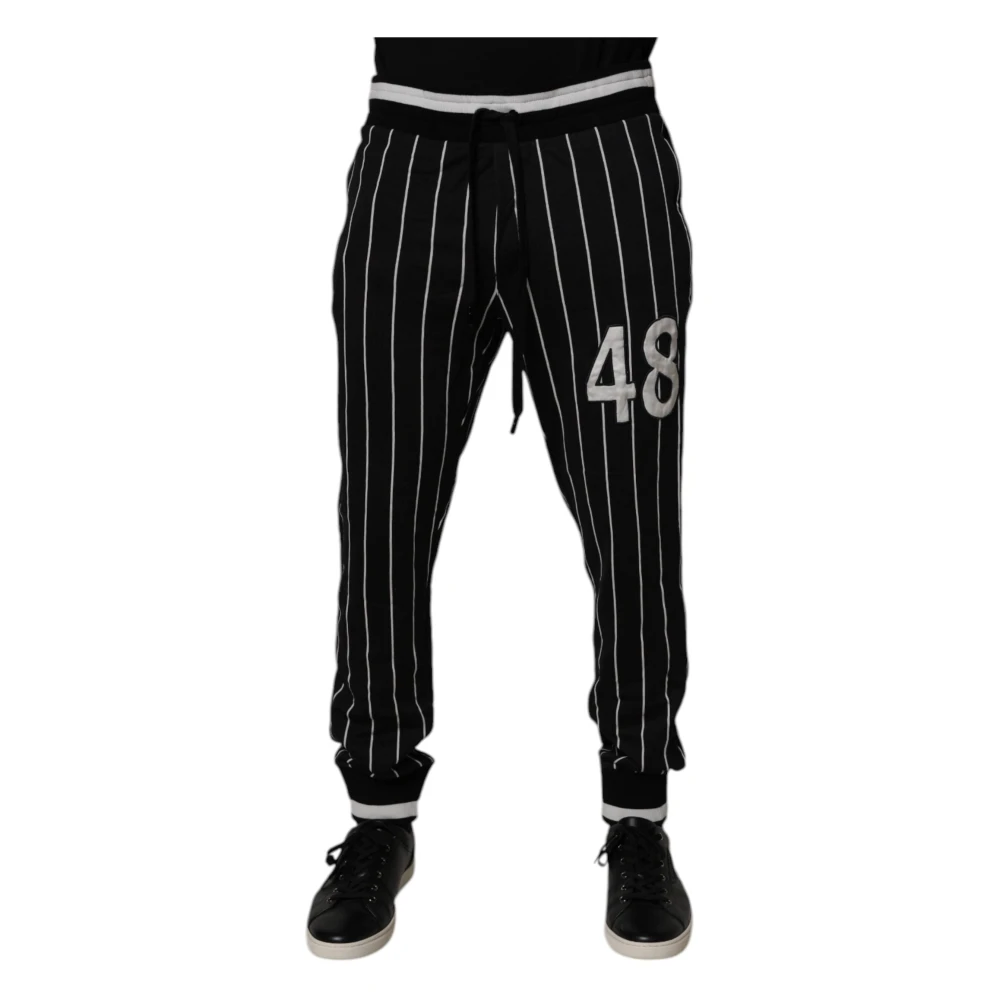 Dolce & Gabbana Men's Black Sweatpants, Xl, Striped Jogger Joggers
