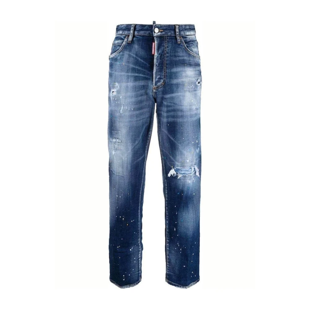 Dsquared2 , Straight Fit Jeans, Female, Blue, M, Boston Denim Jeans