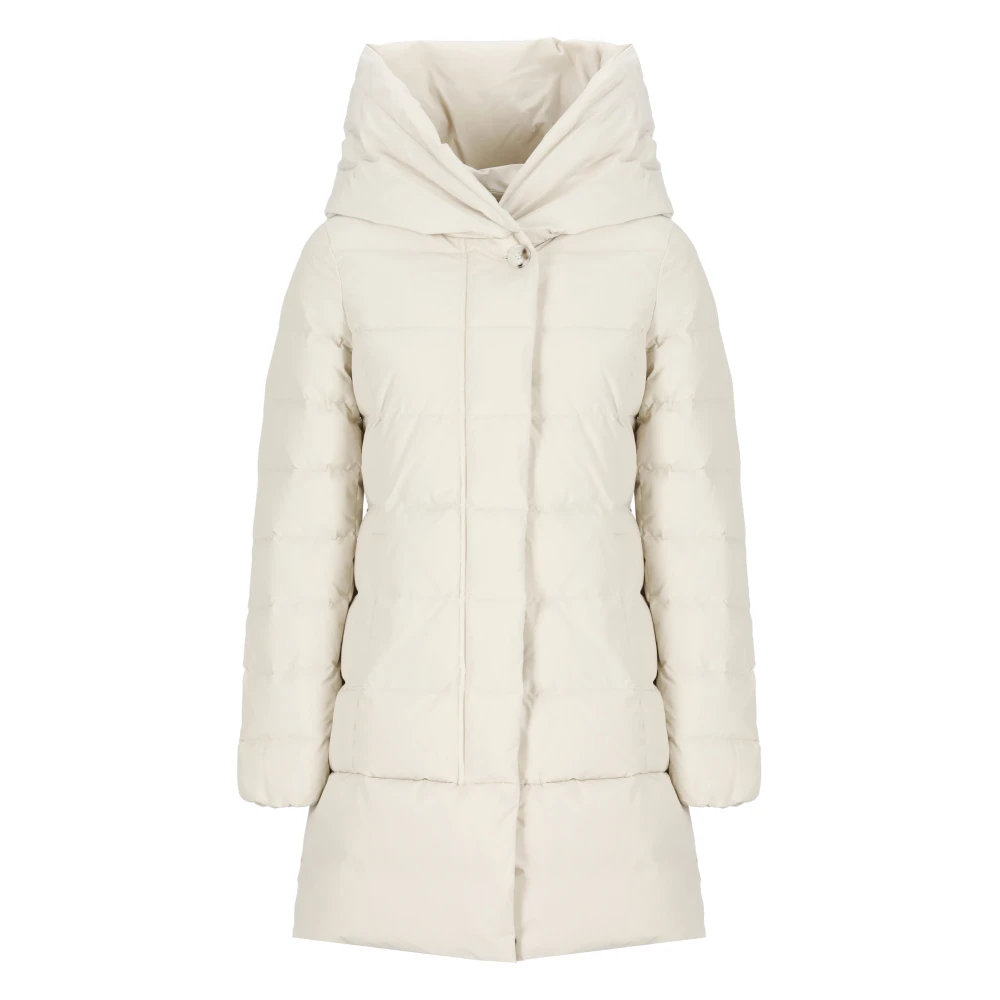 Woolrich Ivoor Gewatteerde Parka met Capuchon Beige Dames
