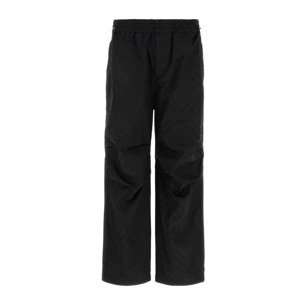 Burberry Men's Black Bias Check Nylon Cargo Trousers - Wide Trousers - M - Trousers