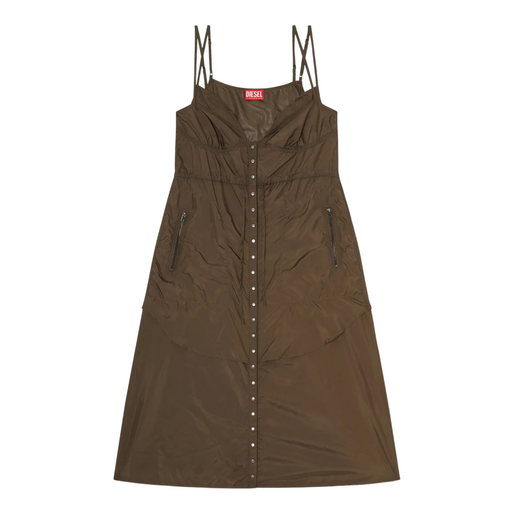 Diesel Vrouw Bruin Kleedjes Dames, S, Midi Kleedjes