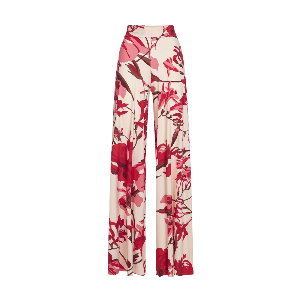 Chiara Boni Women's Multicolor Wide Trousers, L, Floral-Print Wide Trousers
