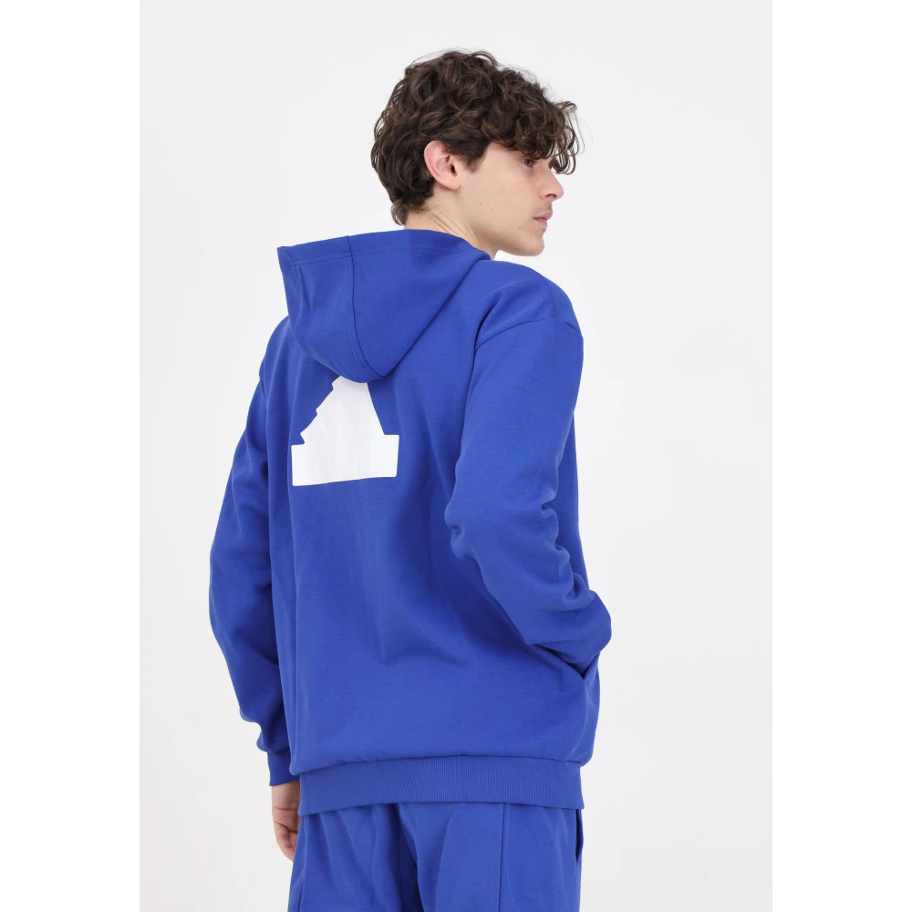 Adidas Blauwe Hoodie met Ritssluiting en Logo Patches Blue Heren