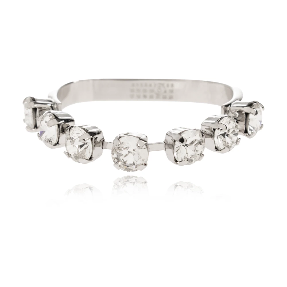 Mm6 Maison Margiela Vrouw Grijs Accessoires Dames, S, Ring Met Glinsterende Kristallen