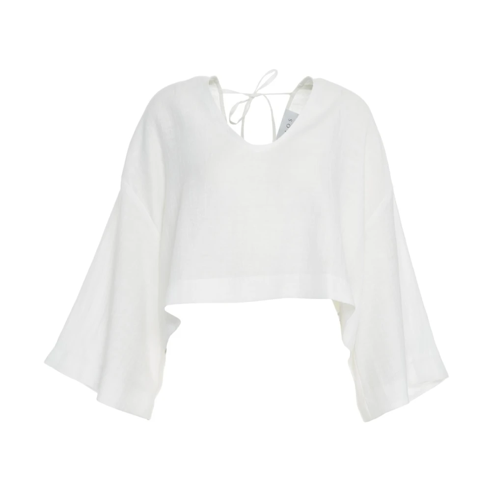 Kaos Witte Linnen Blend Wijde Blouse White Dames