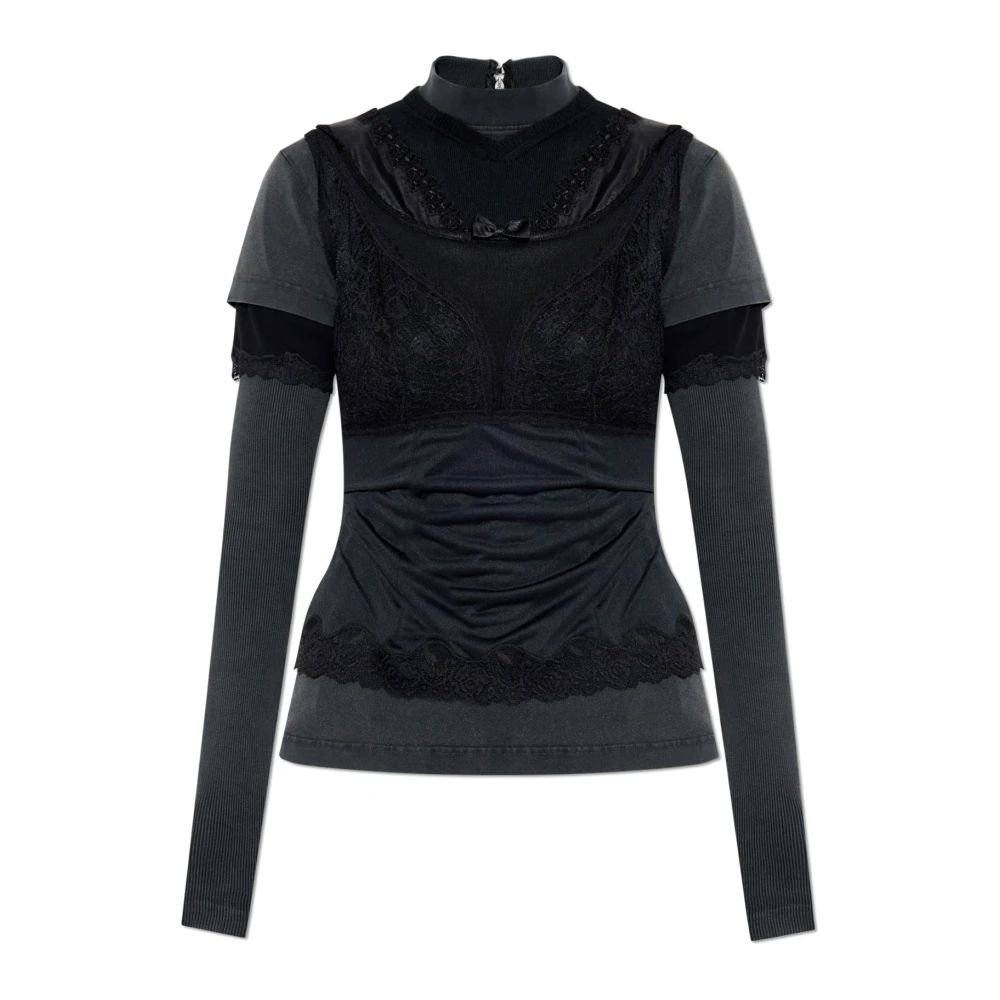 Balenciaga Top met opstaande kraag Black Dames