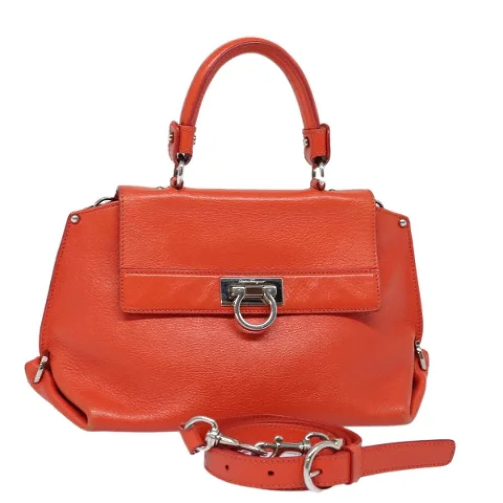 Salvatore Ferragamo Pre-owned Leather handbags Orange Dames
