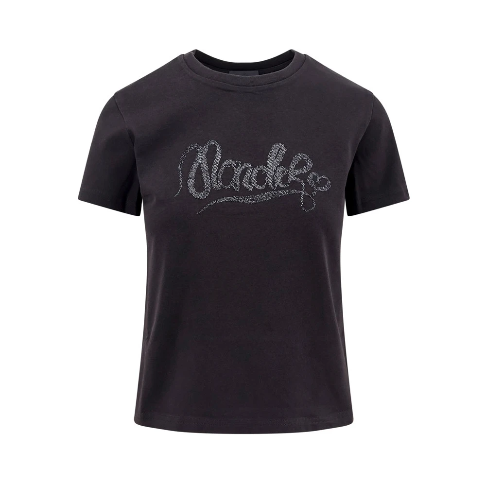 Moncler Katoenen T-shirt met Logo Borduurwerk Black Dames