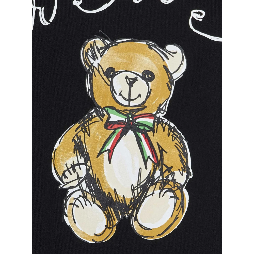 Moschino Zwart Teddybeerprint Oversized T-shirt Black Dames