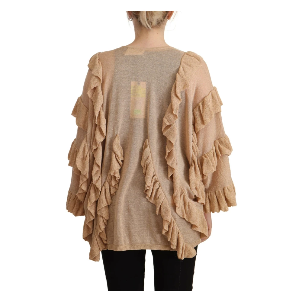 Aniye By Beige gebreide cardigan met ruffles en open voorkant Beige Dames