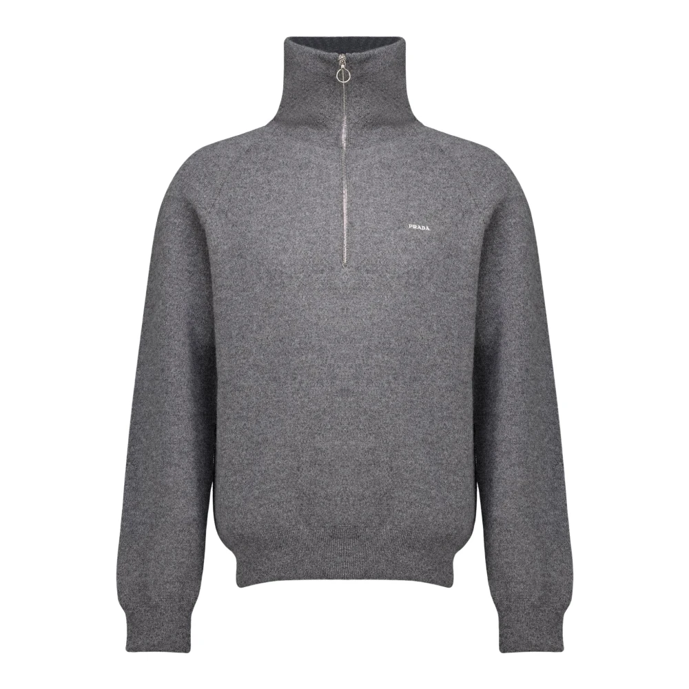 Prada , Zip-Throughs, Male, Gray, L, Knit Polo - Image 3