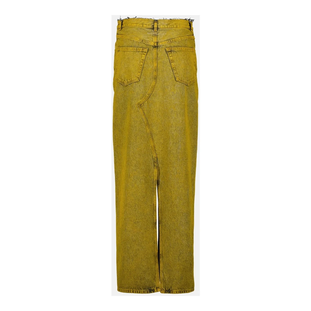 MM6 Maison Margiela Lange Denimrok Mosterdgeel Gewassen Yellow Dames