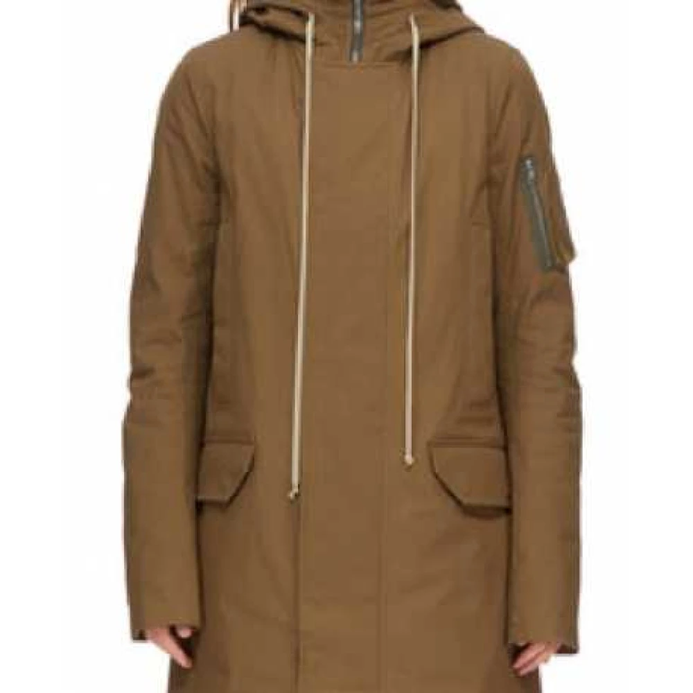 Rick Owens Gewatteerde trenchcoat met capuchon Brown Heren